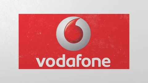 Breaking wall with painted logo of Vodafone. Crisis conceptual editorial 3D Stock Footage 105759387