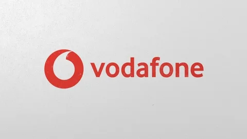 Breaking wall with painted logo of Vodafone. Crisis related editorial 3D Stock Footage 111901736