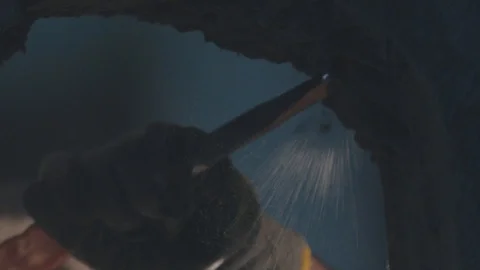 Breaking Of The Wall By Сhisel. Stock Footage 110306806