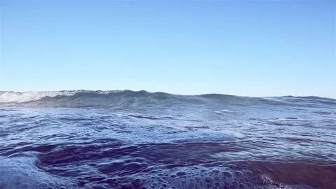 The breaking wave approaches and floods the screen oncoming sea wave slow motion Stock Footage 240312110