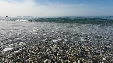 Breaking Waves at a beach at the south coast of Crete in slow motion Stock Footage 202760974