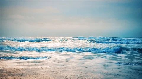 Breaking waves blue steel effect Stock Footage 86392933