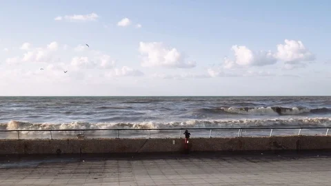Breaking Waves of the Mediterranean sea on winter day in Tel Aviv port in Israel 스톡 동영상 82594693