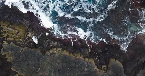Breaking Waves on Rocky Coastline. Video stock 99307965