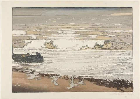 Breaking Waves, September Tide Made 1901 France. Louis-Auguste LepÃre beg. Stock Photos