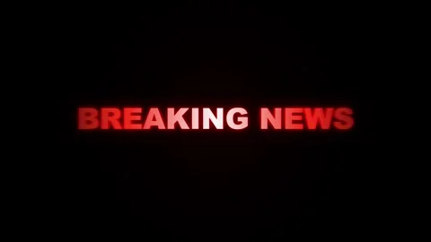 Breakingnews red glowing text animation on dark background Vídeo Stock 345866642