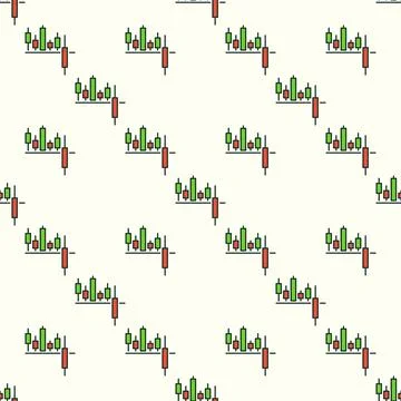 Breakout Candlestick Chart vector Trading colored seamless pattern Stock Illustration