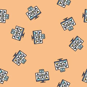 Breakout sessions virtual conference vector seamless pattern イラスト素材