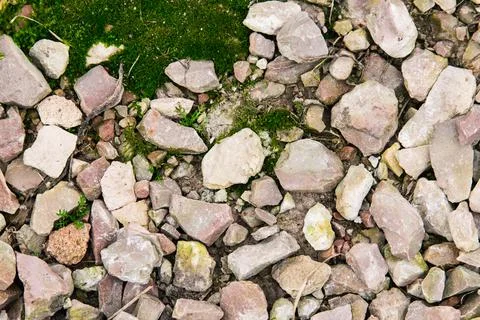 Breakstone with green moss background texture Stock Photos