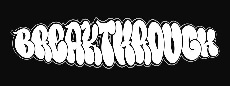 Breakthrough graffiti text bubble letters on black background イラスト素材