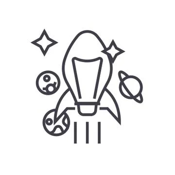 Breakthrough idea vector line icon, sign, illustration on background, editable Stock Illustration