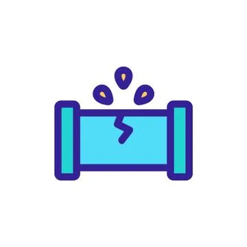 Breakthrough water pipe icon vector. Isolated contour symbol illustration 스톡 일러스트