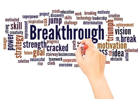 Breakthrough word cloud hand writing concept Stock Photos