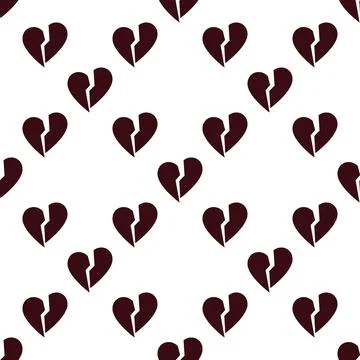 Breakup or Heartbreak vector modern seamless pattern Broken Heart background Stock Illustration