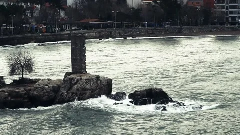 Breakwater and waves Stock Footage 144975841