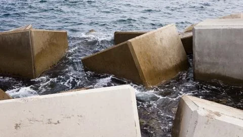 Breakwater cubes Stock Photos