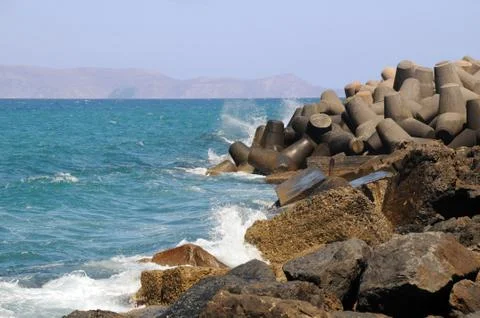 Breakwater in greece Stock Photos