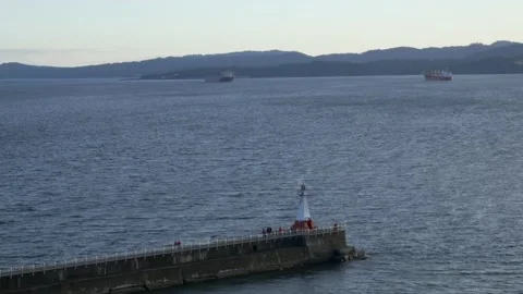Breakwater Lighthouse at Ogden Point Terminal, Canada Stock Footage 234036640