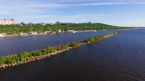 Breakwater on river Stock Footage 86627222
