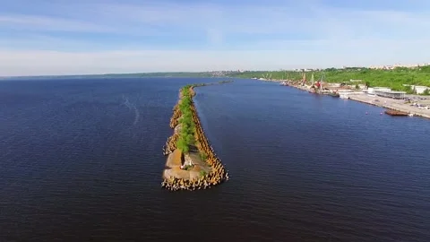 Breakwater on river Stock Footage 86627780