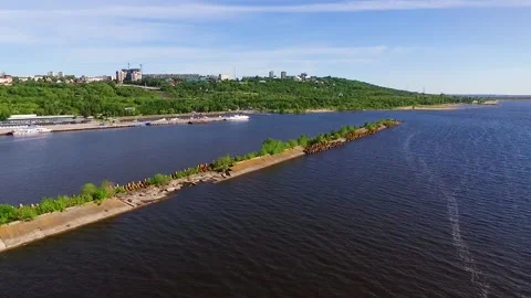 Breakwater on river Stock Footage 86627899