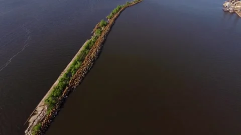 Breakwater on river Stock Footage 86627936