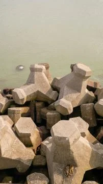 Breakwater on river Stock Photos