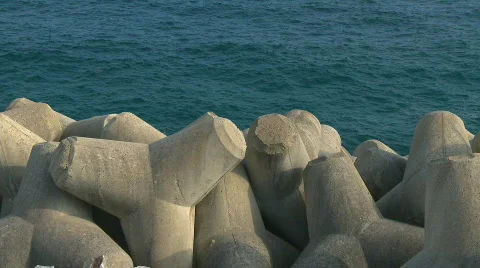 Breakwater in seashore  Stock Footage 736951