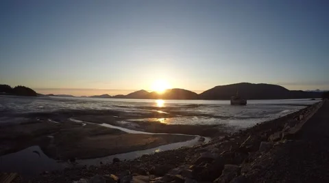 Breakwater Sunset At Low Tide Stock Footage 51286315