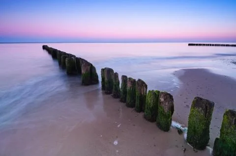 Breakwater sunset Foto stock