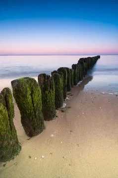 Breakwater sunset Foto stock