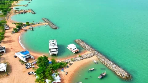 Breakwaters are often constructed using a variety of materials. Stock Footage 249727746