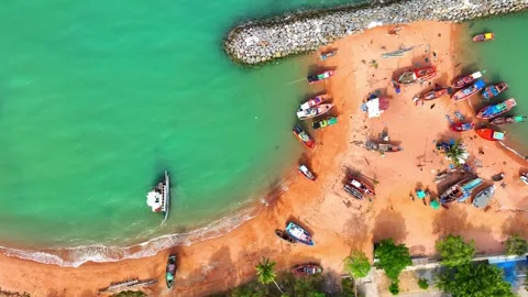 Breakwaters: Engineering structures built along coastlines. Stock Footage 249727023