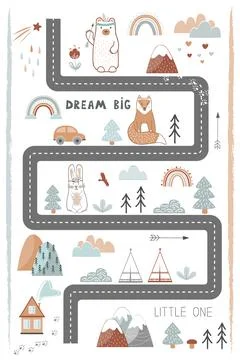 Bream Big, Little One - cute kids poster, mat or tapestry in Scandinavian style Stock Illustration