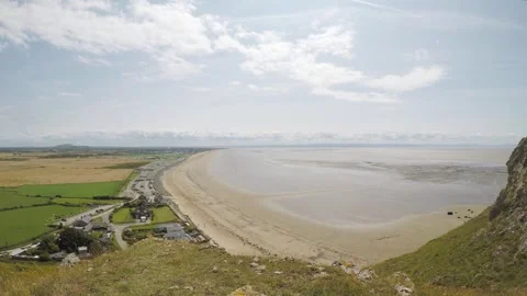 Brean and Berrow Beach pan Stock Footage 252087496