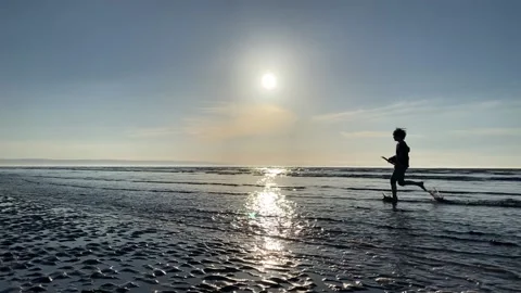 Brean Beach tide coming in Video stock 149685470
