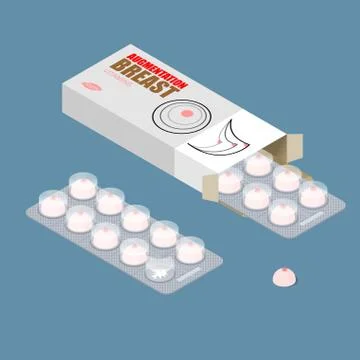 Breast augmentation vitamins. Hooters tablets. Tablets in pack. Natural beaut Stock Illustration