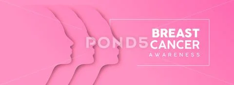 Breast Cancer Awareness cutout woman face banner Stock Illustration