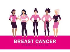 Breast cancer awareness month with women Illustration #139676664