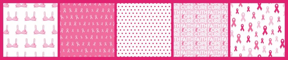 Breast cancer pattern set Stock Illustration