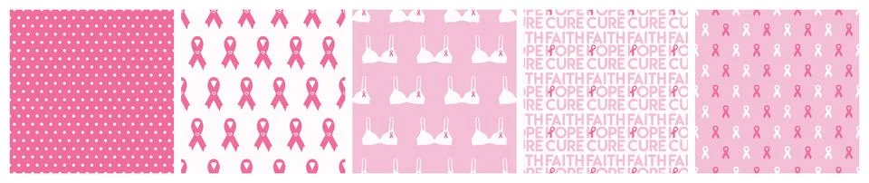 Breast cancer pattern set Stock Illustration