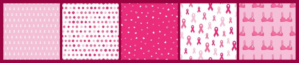 Breast cancer pattern set Stock Illustration
