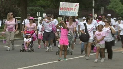 Breast Cancer Walk Stock Footage