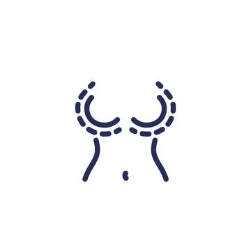Breast implants icon, line vector Stock Illustration