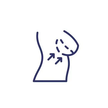 Breast implants line icon on white Stock Illustration