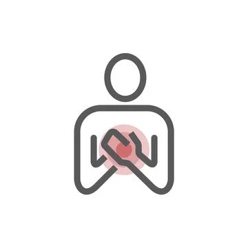 Breast pain line icon. Vector sign for web graphic. Stock Illustration