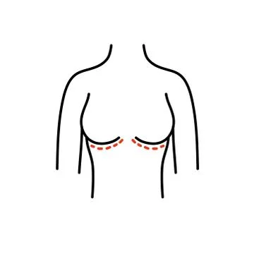 Breast surgery doodle icon, vector colour illustration Stock Illustration