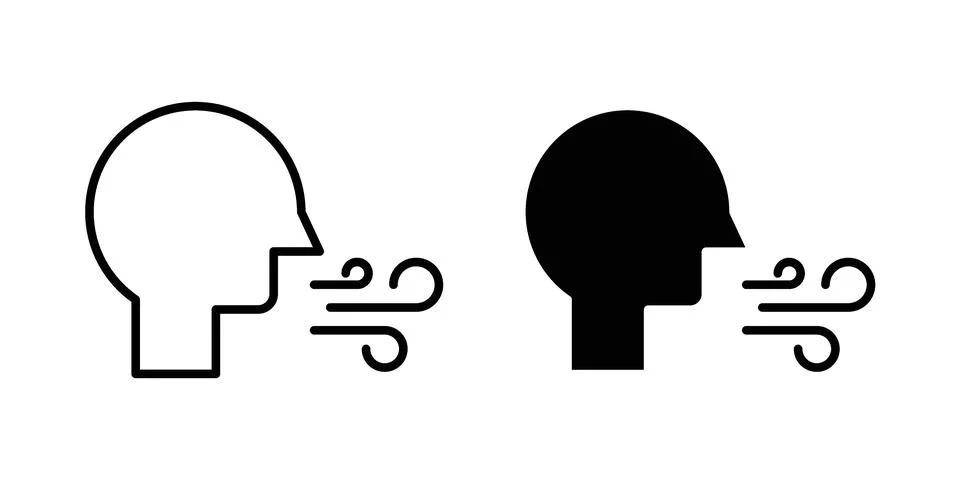 Breath icon linear versions pack on white background Stock Illustration