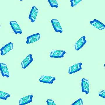 Breathable hiking backpack isometric icon seamless pattern Stock Illustration