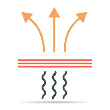 Breathable resistant shadow icon, waterproof material protection sign, web ve Stock Illustration